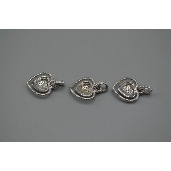 Sterling Silver Heart Pendant Set of 3 925 JS Gold Bronze Cubic Zirconia 9.95g - Picture 8 of 9